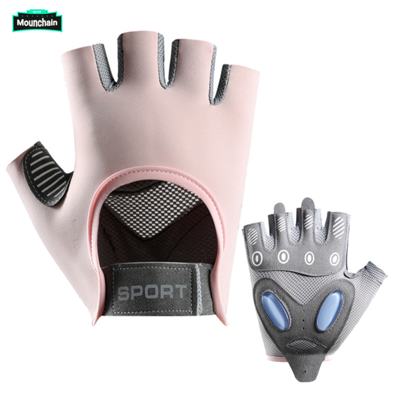 Mounchain 1 Pair Women Motorcycle Riding Gloves Breathable Wear-resistant Non-slip Shock-absorbing Half-finger Gloves ราคา 153 บาท*ส่งฟรี