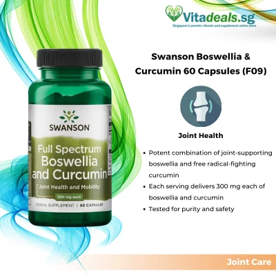 Swanson Boswellia and Curcumin (F09), 60 Capsules, Health Supplement for Joint Care and Support - Vitadeals