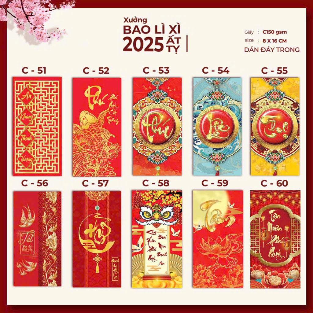 1 SET 10 cái  BAO LÌ XÌ NĂM MỚI 2025 ngẫu nhiên