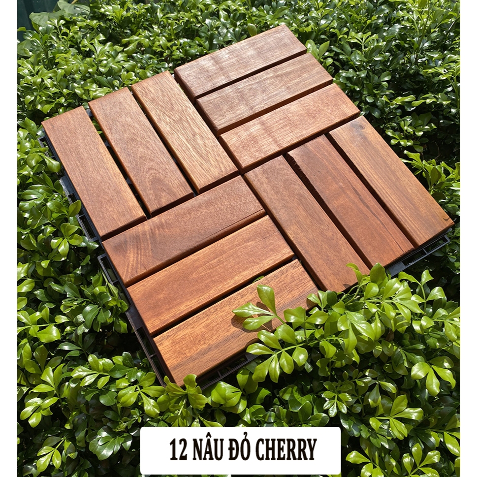 Combo 30 Tấm vỉ Sàn GỖ TỰ NHIÊN NGOÀI TRỜI KÍCH THƯỚC 30x30 cm - Hàng Xuất Khẩu Châu Âu