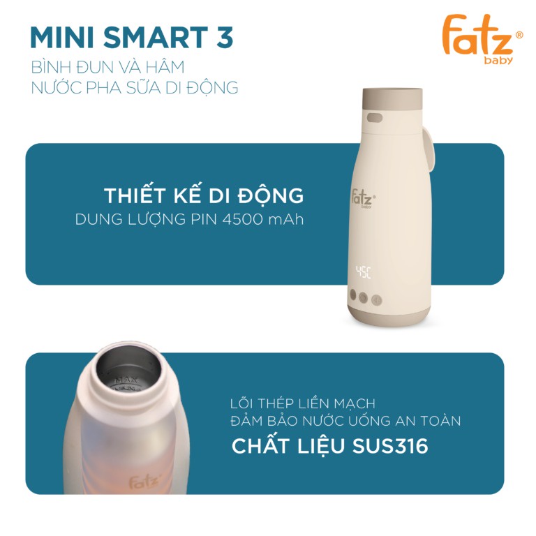 Bình đun Và Hâm Nước Pha Sữa Di Dộng Fatz Baby – Mini Smart 3 – FB3621FD:5615