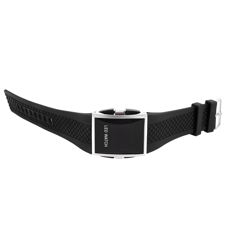 [Waanon]Luxury Digital Mens Red LED Light Sport Wrist Watch Gift Style - Black