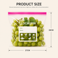 Locaupin Double Zipper Reusable Food Plastic Storage Bags Keep Fresh For Meat Vegetable Fruit Snack