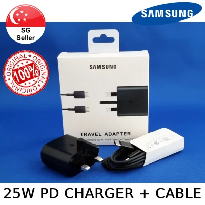 [ORIGINAL] Samsung 25W Super Fast Charger/ Adaptor + USB-C/ Type C to C Cable (Black)