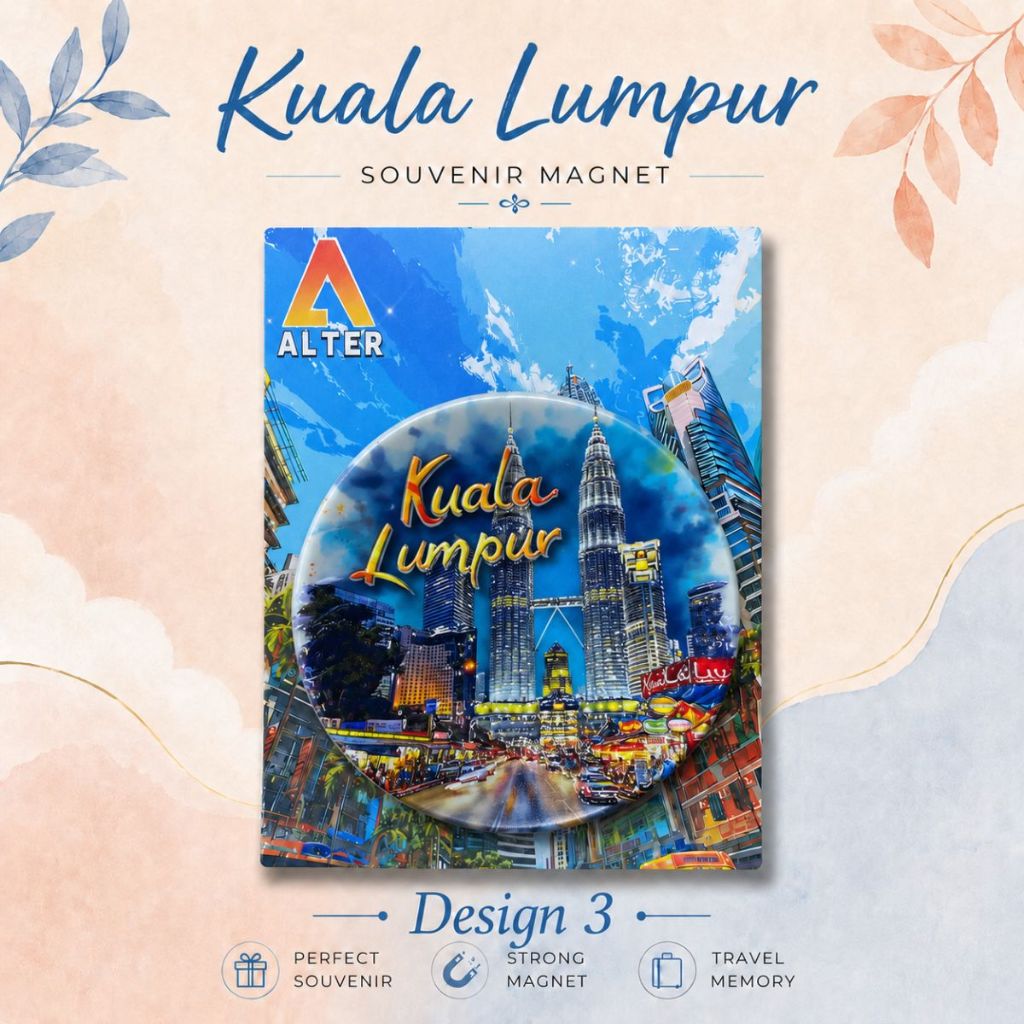 Kuala Lumpur Souvenir Refrigerator Magnet | Malaysia Landmark Travel Gift Home Kitchen Fridge Decoration