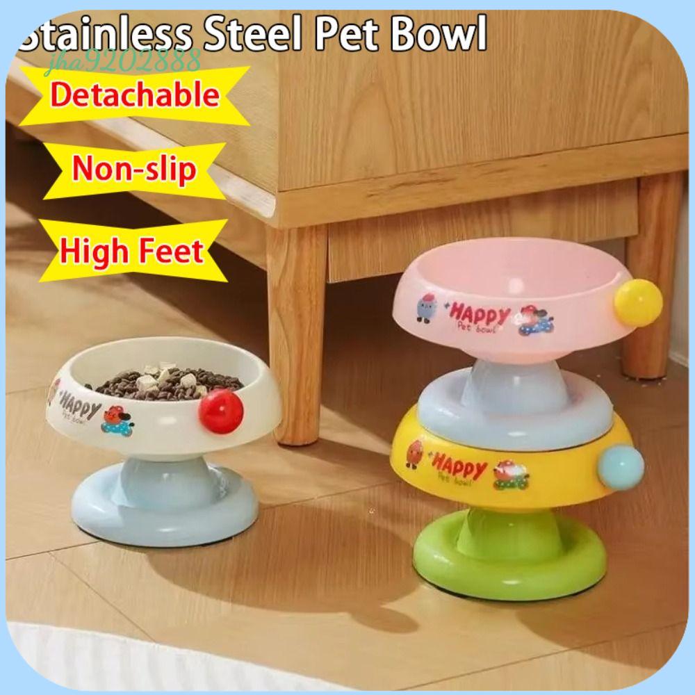 JHA9202888 Thép không gỉ Bát ăn cho thú cưng Có thể tháo rời Dopamine Bát ăn cho chó Dễ thương Không trượt Bát ăn cho mèo Bảo vệ cột sống cổ cho mèo con và chó