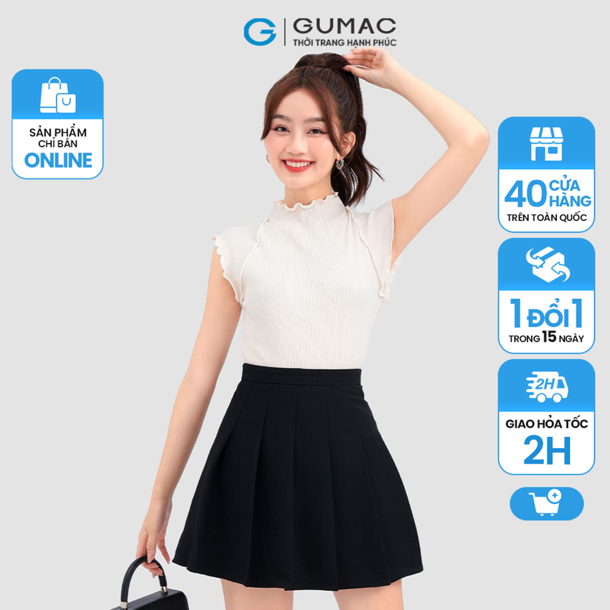 Chân váy a xếp ly thời trang gumac vc12051