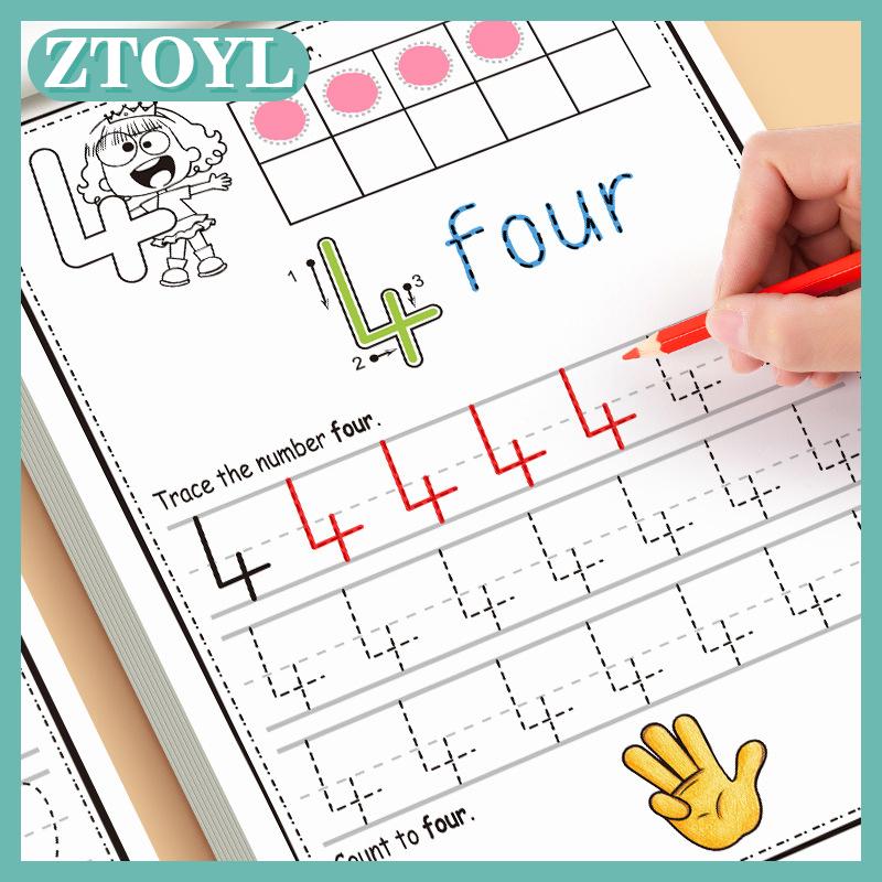 ZTOYL Sách thực hành cho các số 0-30 vẽ sách kiểm soát Bút thư pháp thực hành tại nhà và học tập Sách Bài Tập Toán Học