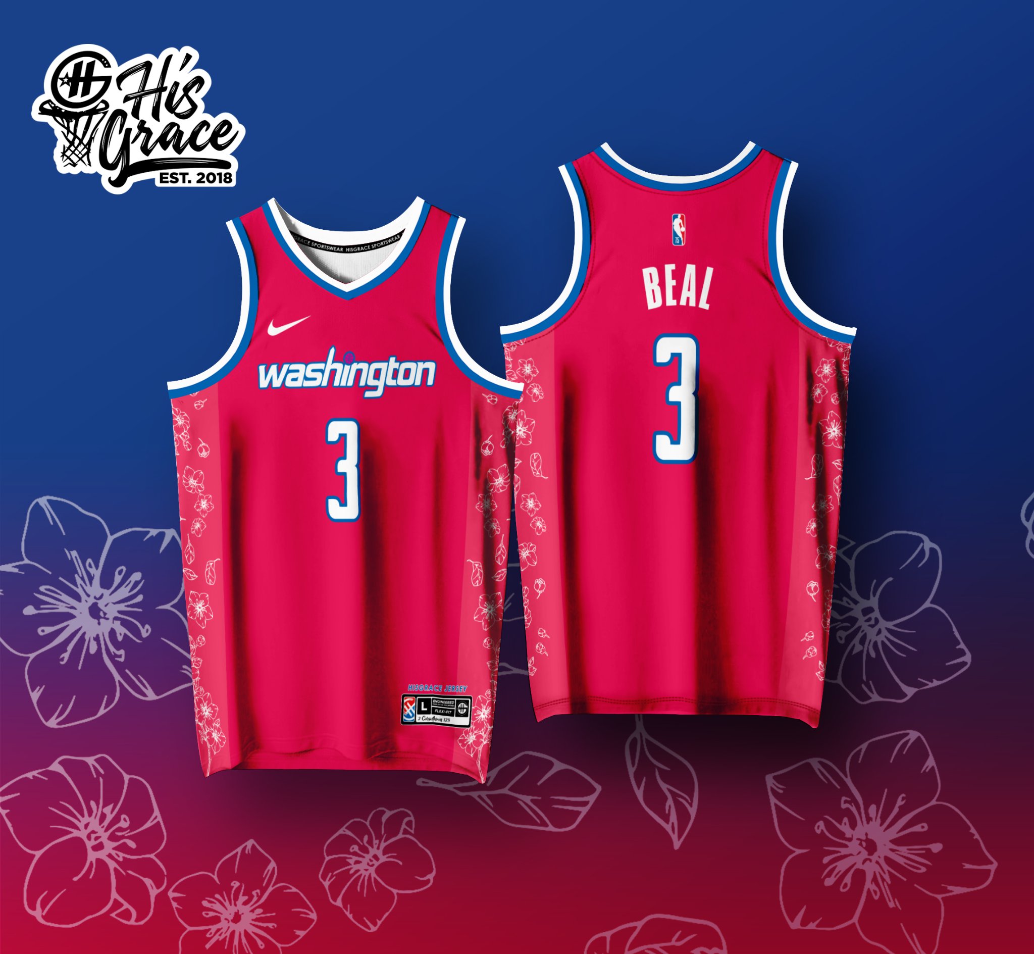 Washington Wizards Custom 2022-23 City Edition Pink Cherry Blossom Jersey