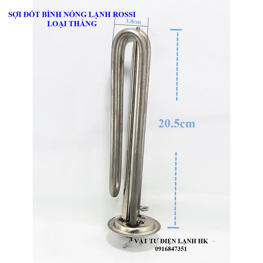Sợi đốt bình nóng lạnh Rossi thẳng đế tròn 15 lít, Thanh đốt bình nóng Rosi Thanh đun bnl Rossi hàng Mới