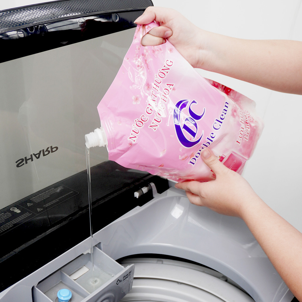 Nước Giặt Double Clean 2Kg Dạng Túi Hương Nước Hoa, Làm Sạch Cực Nhanh, Bảo Vệ Da Tay, Lưu Hương Dài Lâu