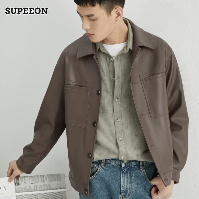 SUPEEON Men s jacket new style simple and versatile solid color short