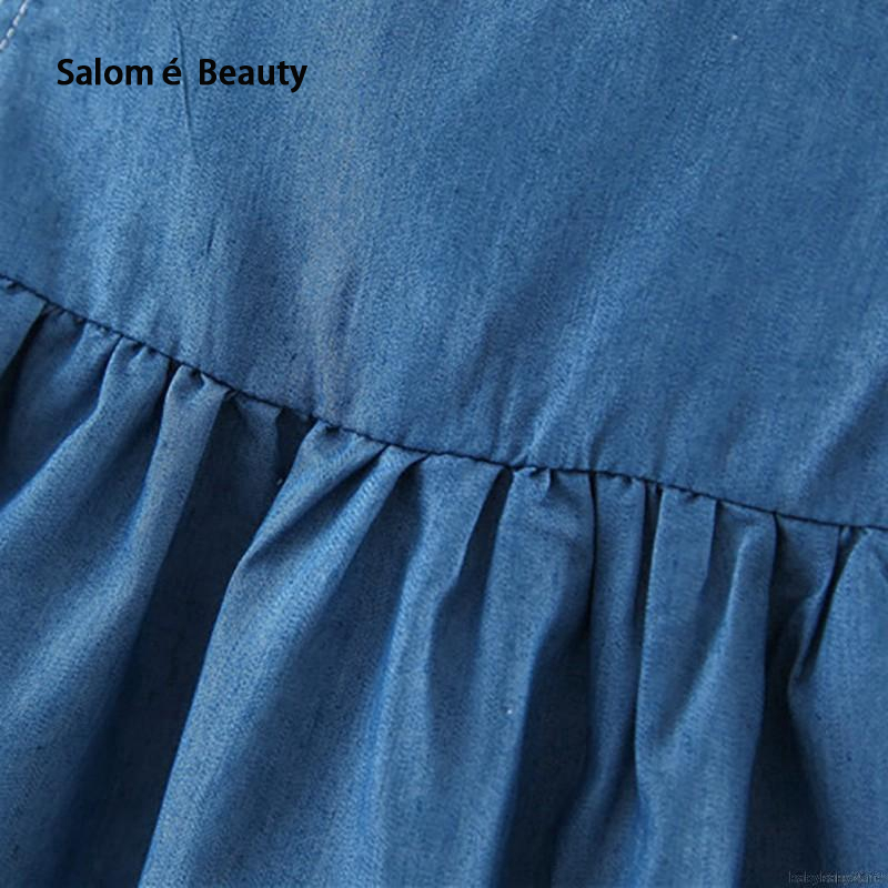 Salomé Beauty Cute solid color denim dress, suitable for girls ราคา 149 บาท*ส่งฟรี
