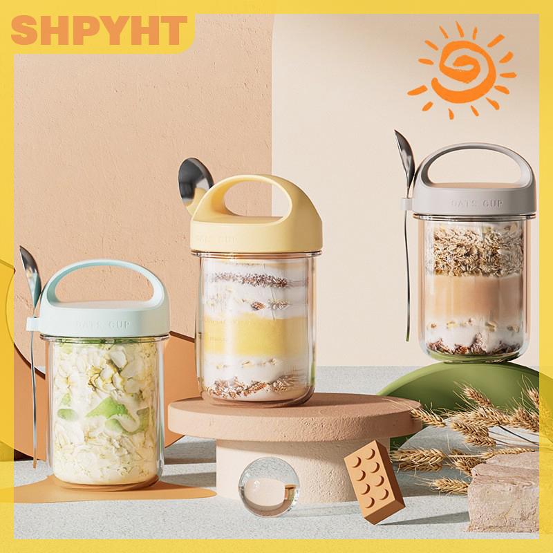  SHPYHT 430ml mới ăn sáng ly bột yến mạch Ngũ Cốc Hạt sữa chua salad cup leakproof thủy tinh yến mạch container với nắp muỗng thực phẩm lưu trữ hộp 