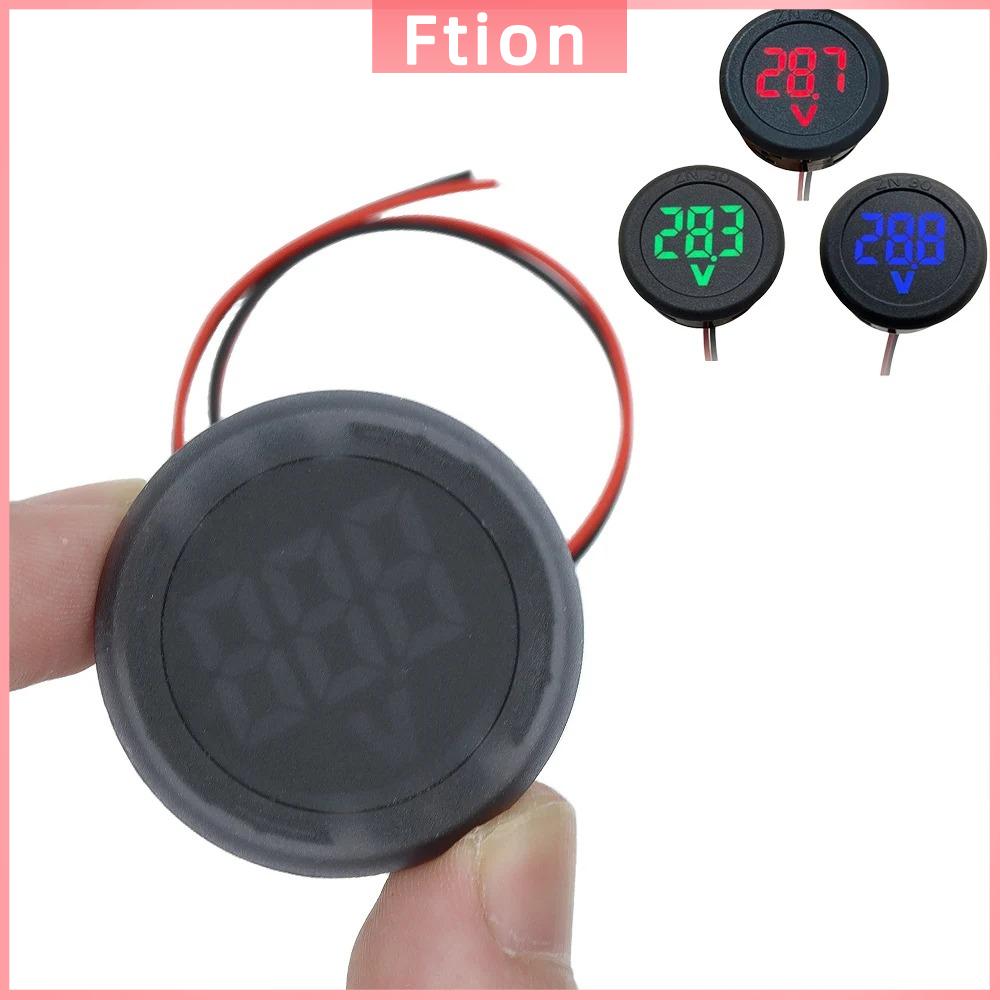 FTION Màn hình LED Vôn kế ô tô DC 4-100V Hai Dây Đồng hồ đo điện áp Bảng điều khiển Bền Hình tròn Máy dò vôn