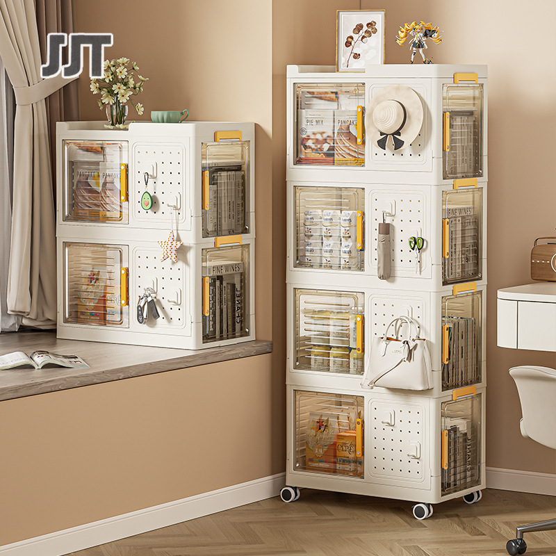 Double open folding storage box, multi-layer wheeled household organizing box, student creative hole board hook, book storage box ราคา 2,538 บาท*ส่งฟรี