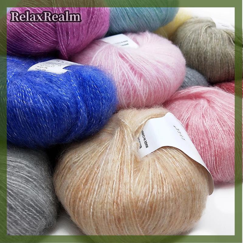 RelaxRealm Mohair Sợi Crochet Phụ Nữ Khăn Khăn Choàng Len Chủ Đề Handmade DIY 0.9Mm X 260