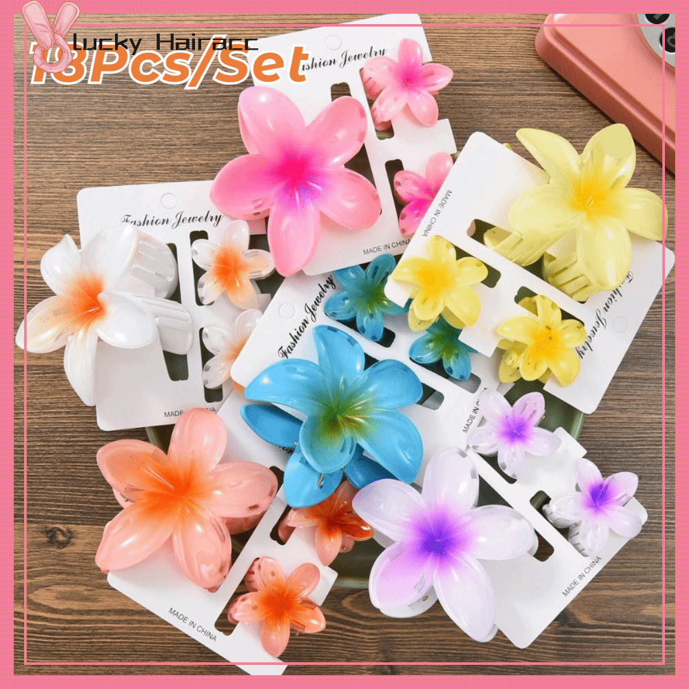 LUCKY HAIRACC 18Pcs Độ dốc Kẹp tóc hoa trứng Kẹp tóc Acrylic Kẹp tóc phong cách Hawaii Ngọt ngào Mũ đội đầu Sử dụng hàng ngày