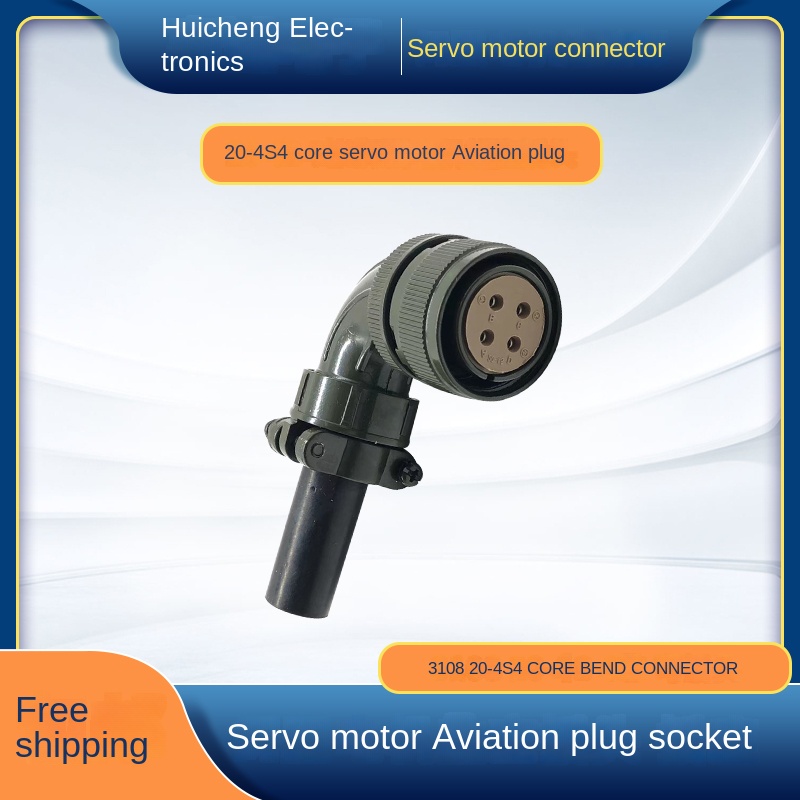 MS3102/3106/3108 20-4S - Đầu Nối 4 Chân Cho Servo Motor Delta, Fuji, Yaskawa, Mitsubishi - Đầu nối cong 4 lỗ