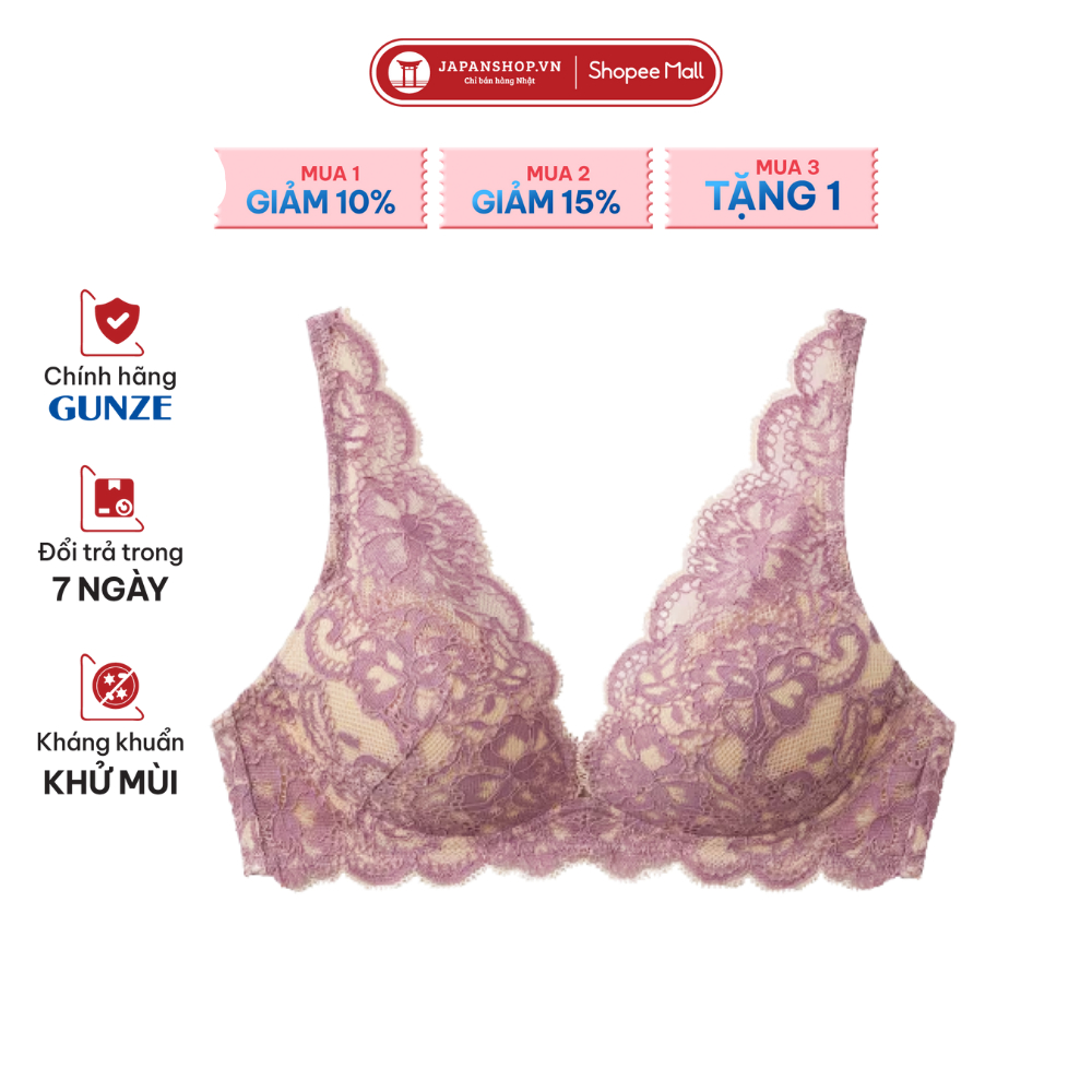 Áo lót ren không gọng Sweet Make Bra ɡunze JB6031H mềm mại nâng ngực thoáng khí kháng khuẩn nội địa 