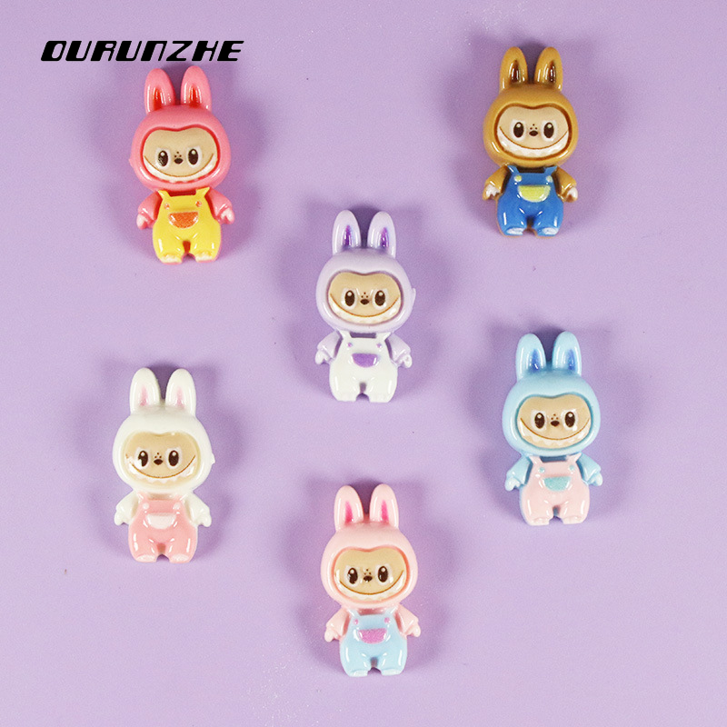 OURUNZHE ตุ๊กตากระต่ายการ์ตูนน่ารัก เครื่องประดับเรซินสำหรับทำของใช้ตกแต่ง เช่น ปิดผม ฝาโทรศัพท์และอื่น ๆ ราคา 17 บาท*ส่งฟรี