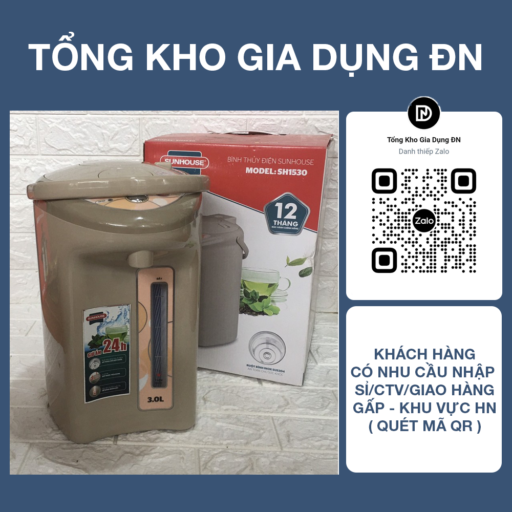 Bình thủy điện 3L SUNHOUSE SH1530 - Bảo hành 12 tháng