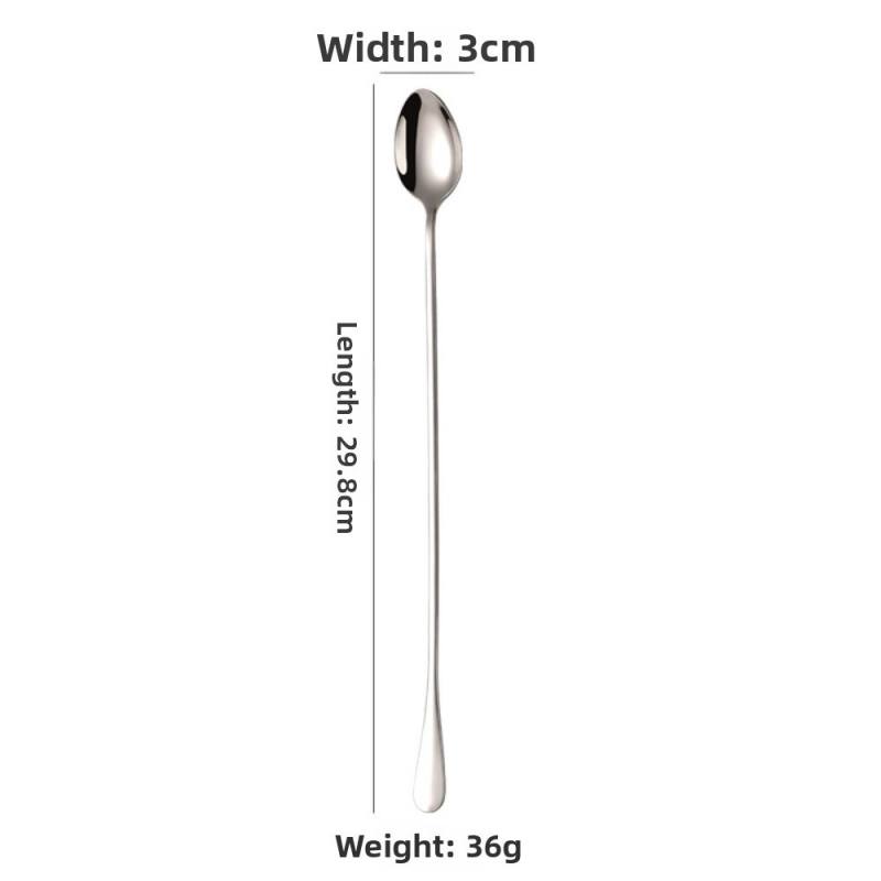INOXTO 30cm Muỗng Dài Mẹo mở rộng Thép không gỉ Muỗng cà phê Cán dài Muỗng khuấy trà Dụng cụ nhà bếp
