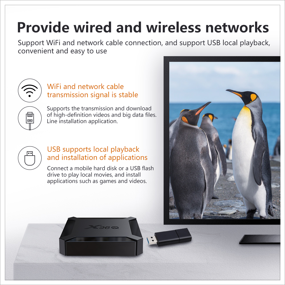 X96q TV BOX ANDROID 10.0 Allwinner H313 cánh tay lõi tứ vỏ não A53 Set Top Box TV hỗ trợ 4K 3D Media Player