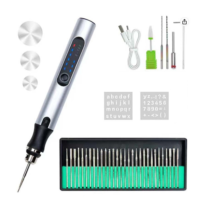 Electric Engraving Pen USB Rechargeable Cordless Engraving Machine for Jewelry Wood Stone