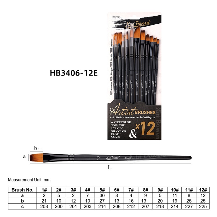 6pcs/12pcs Wood Handle Paint Brush Set Oil Painting Artist Nylon Brush