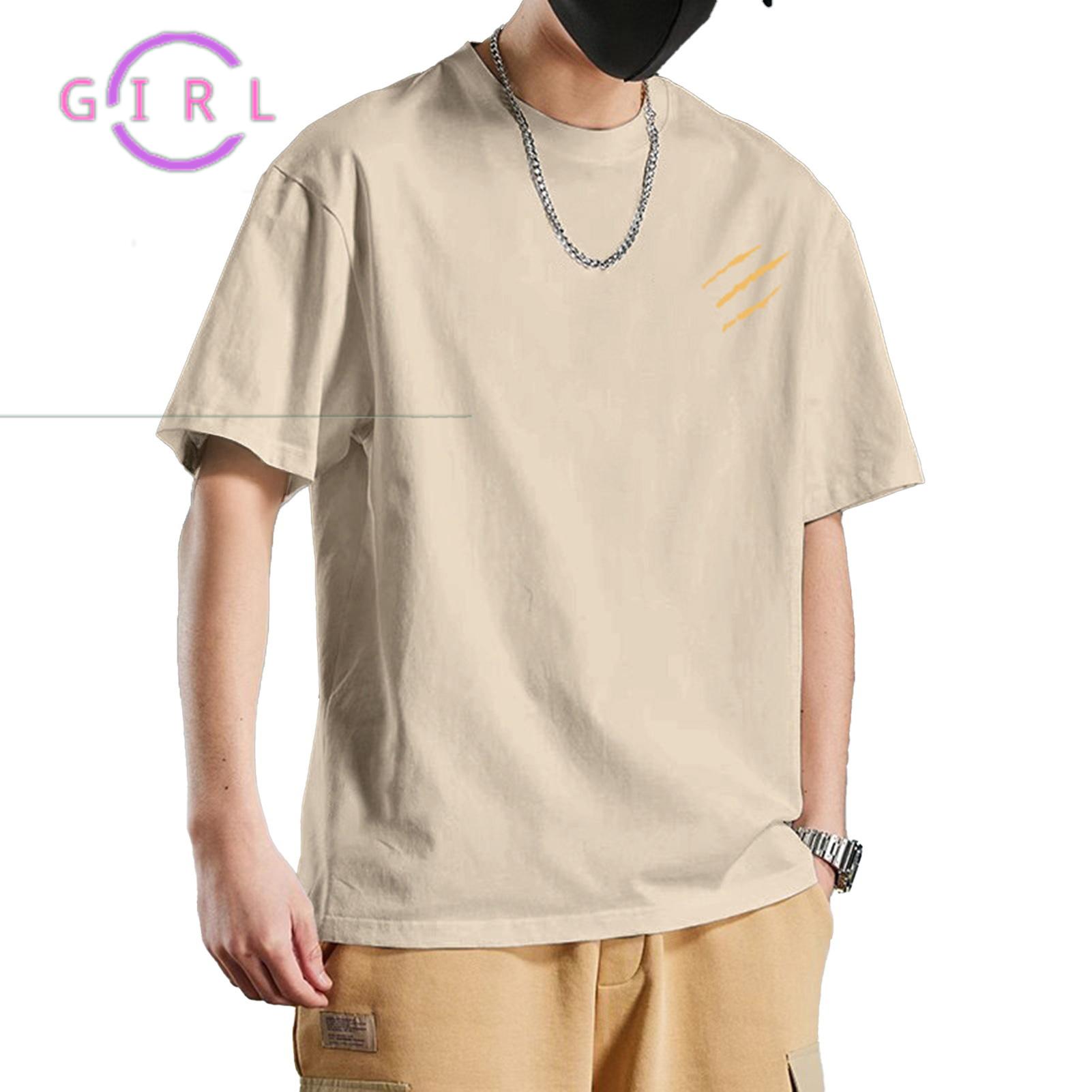 Girls® Men Summer T-shirt Cotton Blend Men T Shirt Men's Cotton Blend T-shirt Casual Solid Color Crew Neck Summer Tee Breathable Loose Fit Shirt for Daily Wear Beach Street Fashion - 1