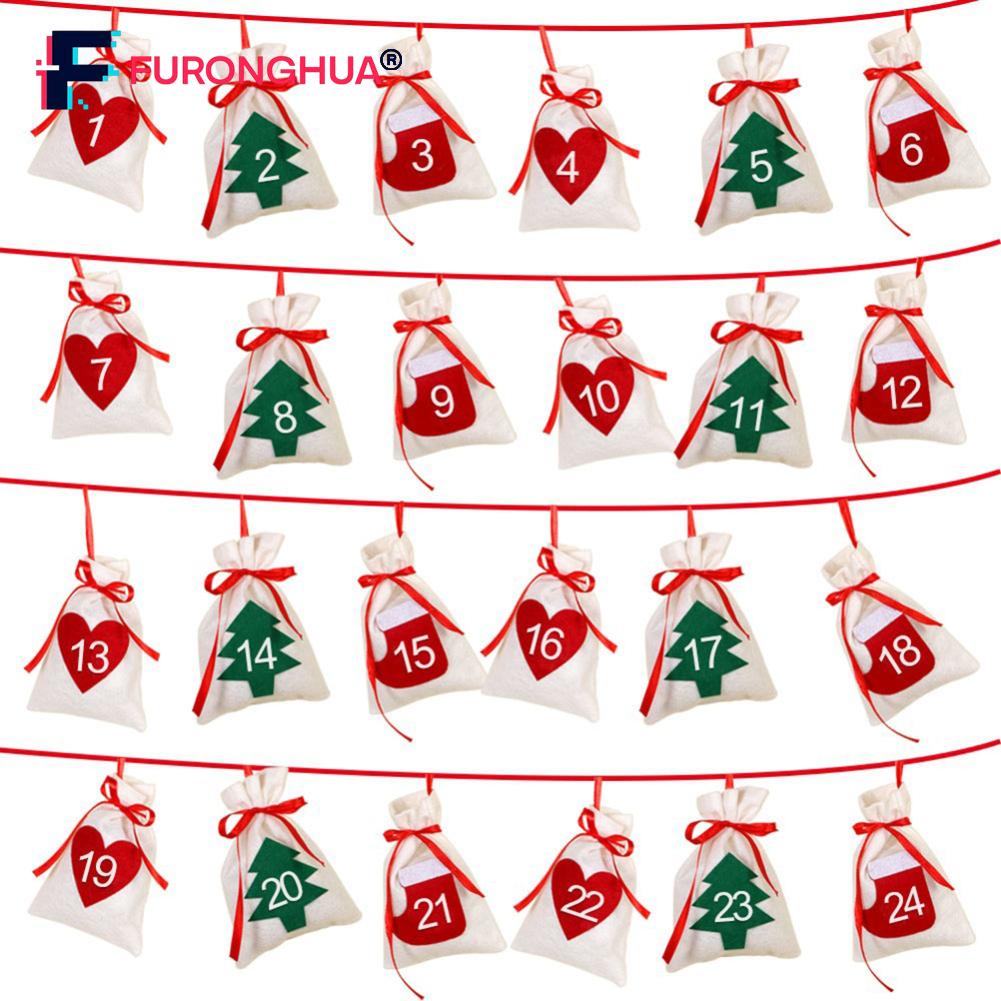 【FURONGHUA】 Environmentally Friendly Option Christmas Countdown Bag Felt Prezzie Bag 【New product】 ราคา 182 บาท*ส่งฟรี
