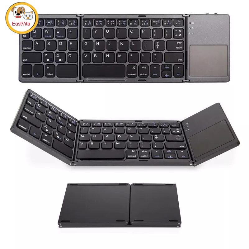 Foldable Bluetooth-compatible Keyboard Portable Mini Wireless Touchpad Keypad Compatible For Ios Android Windows Ipad