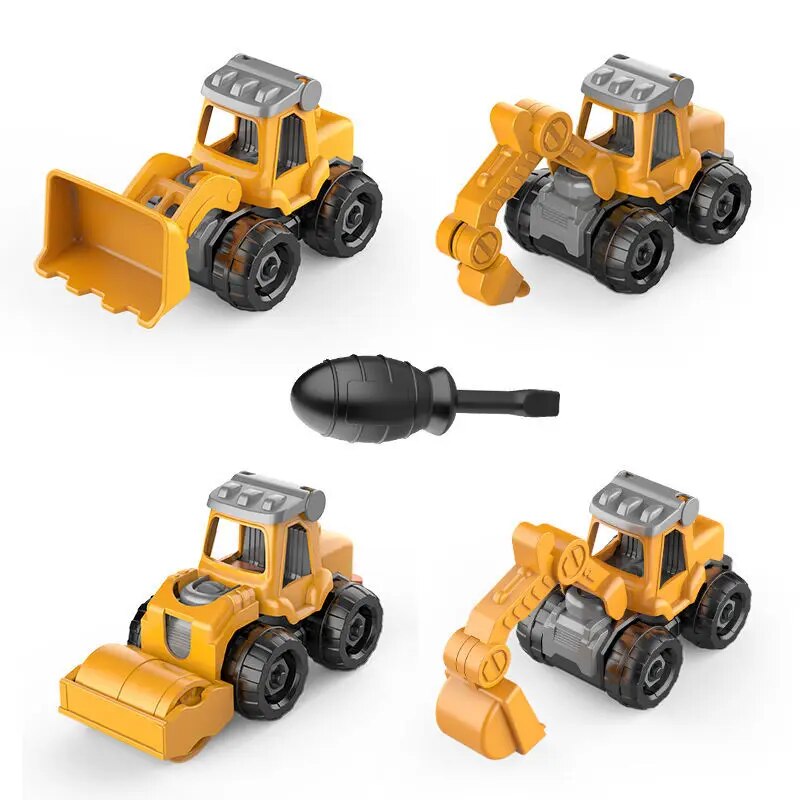 DIY Nut Disassembly Engineering Car Screw Nut Toy Excavator Bulldozer