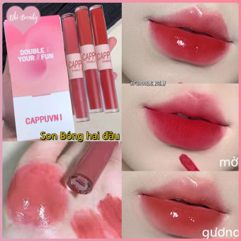 Uki Beauty Son Bóng hai đầu Cappuvini 9 màu môi bùn + son bóng (mờ/gương) Son bóng nước Làm sáng da Đầy đủ màu sắc và dễ nhòe Dễ dàng tô màu