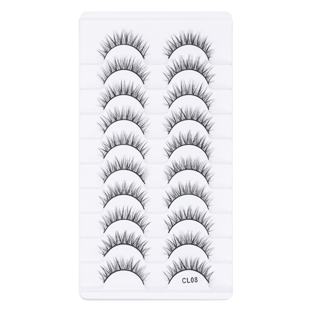 FWFHTP 10 Pairs Dải toàn bộ Lông mi giả Natrual Long Không độc hại Lông mi giả lông chồn 3D Thời trang nữ Thủ công Dụng cụ trang điểm mắt Nối mi - 9