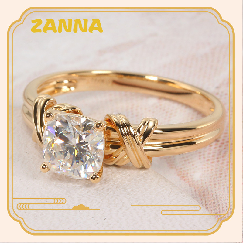 Nhân nữ vàng 18k kiểu dây chuyền bạc nữ chính hãng Moissanite 1 carat đá quý bốn móng nhẫnQuà đính hôn của người phụ nữ