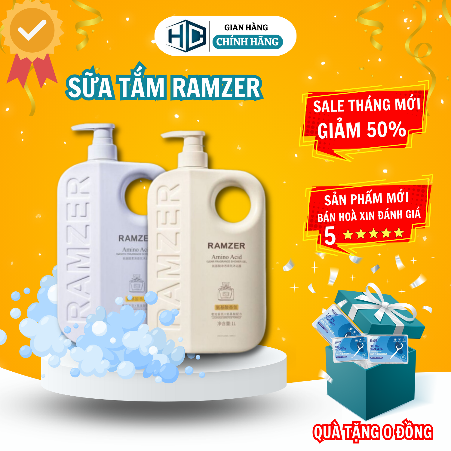 Sữa tắm nước hoa ramzer hương thơm sang trọng, quyến rũ, dưỡng sáng và làm mềm mịn da