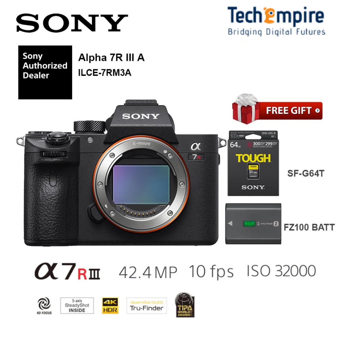 Sony Camera Digital Mirrorless Camera A7R 3A Mark iii Mark3 MK3 A7Rm3 A7RMARK3A A7R MARKIIIA (Body Only) + 64GB Memory Card (Original Sony Warranty) ( 1+1 Year Sony Malaysia Warranty ) Harga  7,899 Ringgit*Penghantaran Percuma