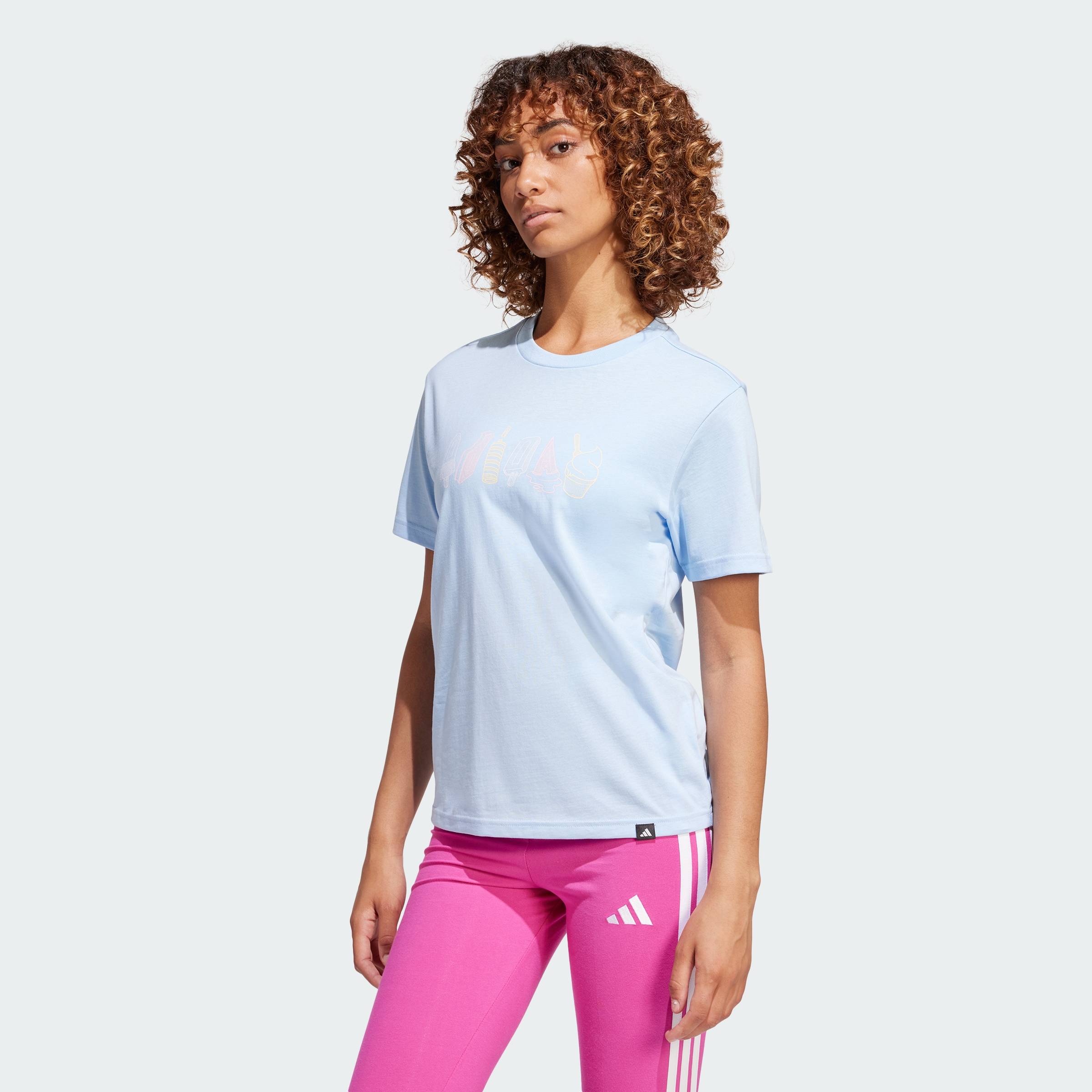 adidas Lifestyle Lounge Food Graphic Tee Women Blue JJ4102