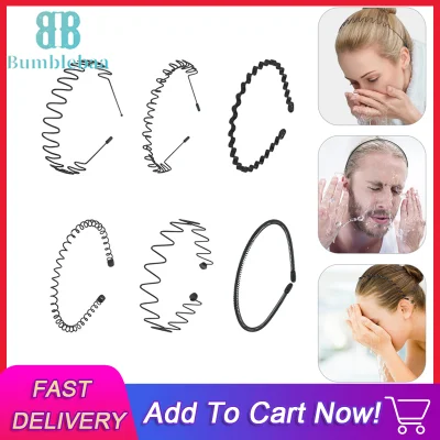 Bumblebaa Hair Hoop 6 PC Wave Headband Hair Hoop Metal Multi-Style Wave Headband Wavy Comb Hair Band Accessories for Men and Women Black