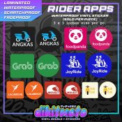 Rider App Waterproof Vinyl Sticker Helmet Motorcycle Foodpanda Lalamove Toktok Angkas