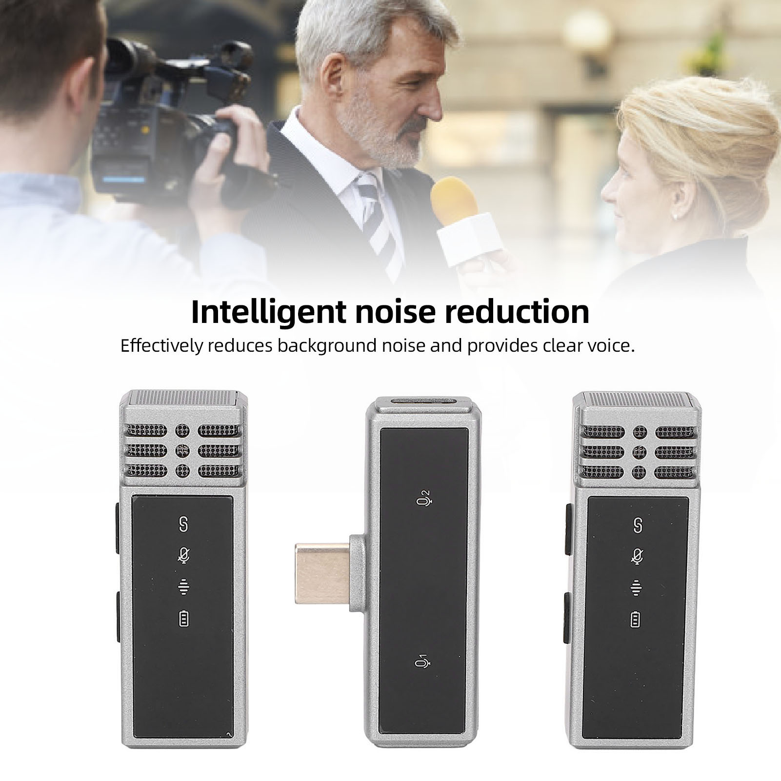 Micrô cài áo không dây USB C Kẹp trên mic cài áo từ tính Giảm tiếng ồn không dây Mic không dây có hộp sạc để ghi video trực tuyến