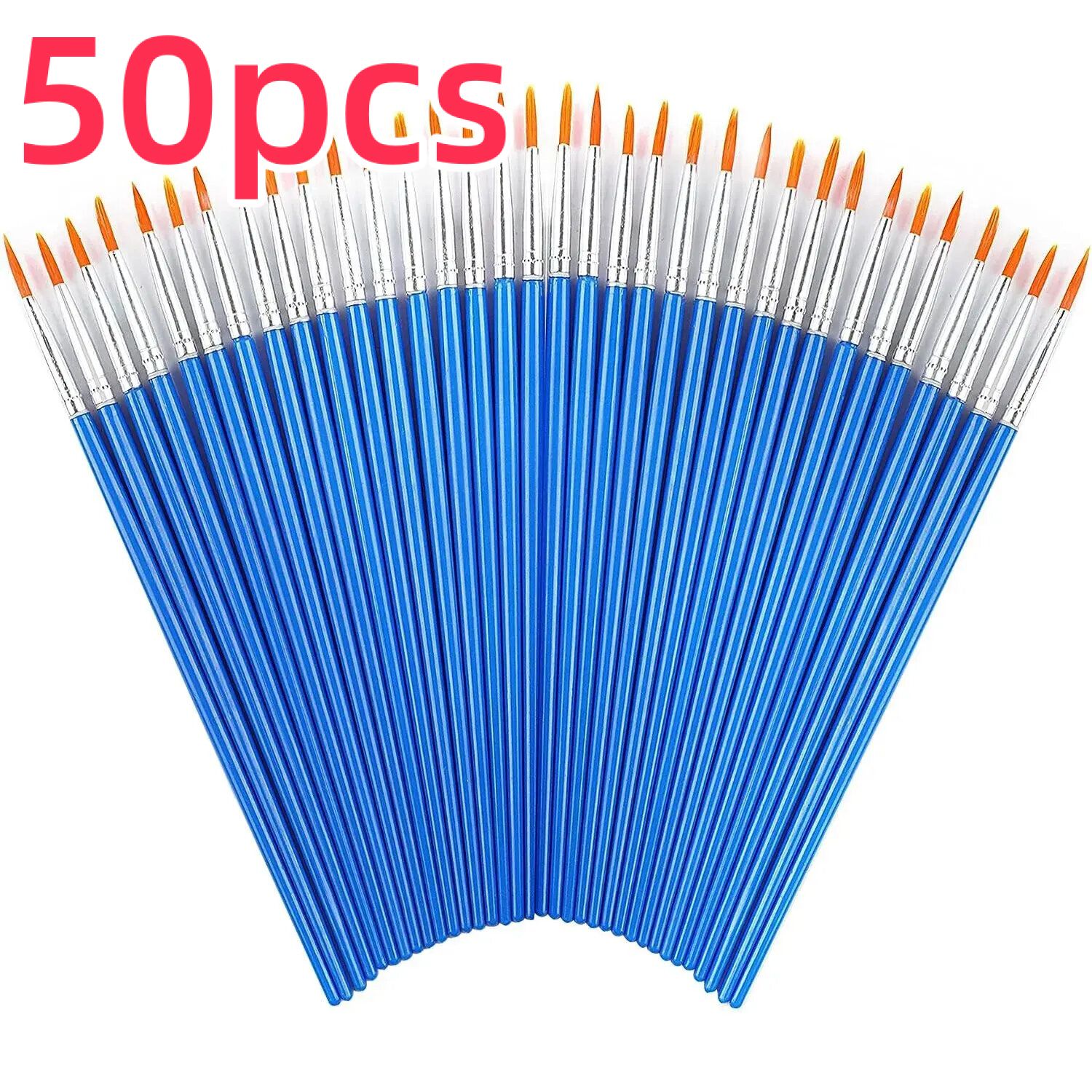YILQQPER 50ชิ้นชุดพู่กันระบายสีศิลปะแปรงผมไนลอนแบนสำหรับสีน้ำมันอะคริลิคสีน้ำเด็ก/ศิลปิน/ผู้เริ่มต้น/นักเรียน พู่กันระบายสี
