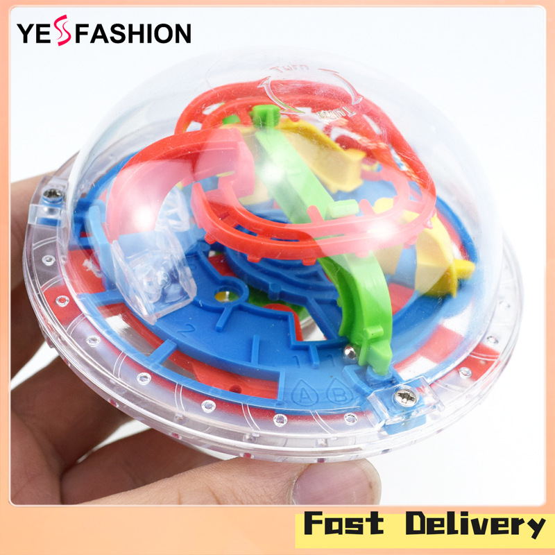 Yesfashion Store IN stock Children Intelligence Maze Magic Cube Toy 3D Bead Labyrinth Magical Intellect Ball Random Color