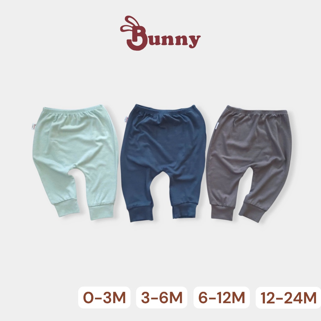 (0-24M) Combo 3 quần đáp đáy măc tã Bunnybaby chất thun lụa mềm siêu co giãn.