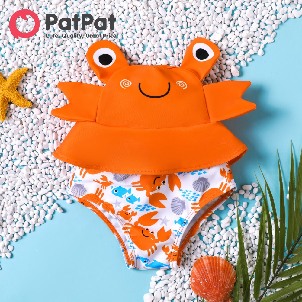 PatPat Boy s Hyper-Tactile 3D Print Swim Trunks - 2 Pieces - Marine Element