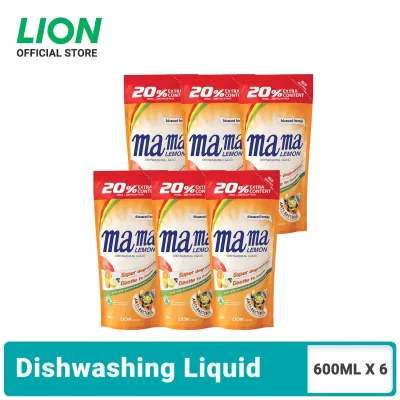 Mama Lemon Dishwashing Liquid Anti-Bacteria Citrus Refill 600ml x6
