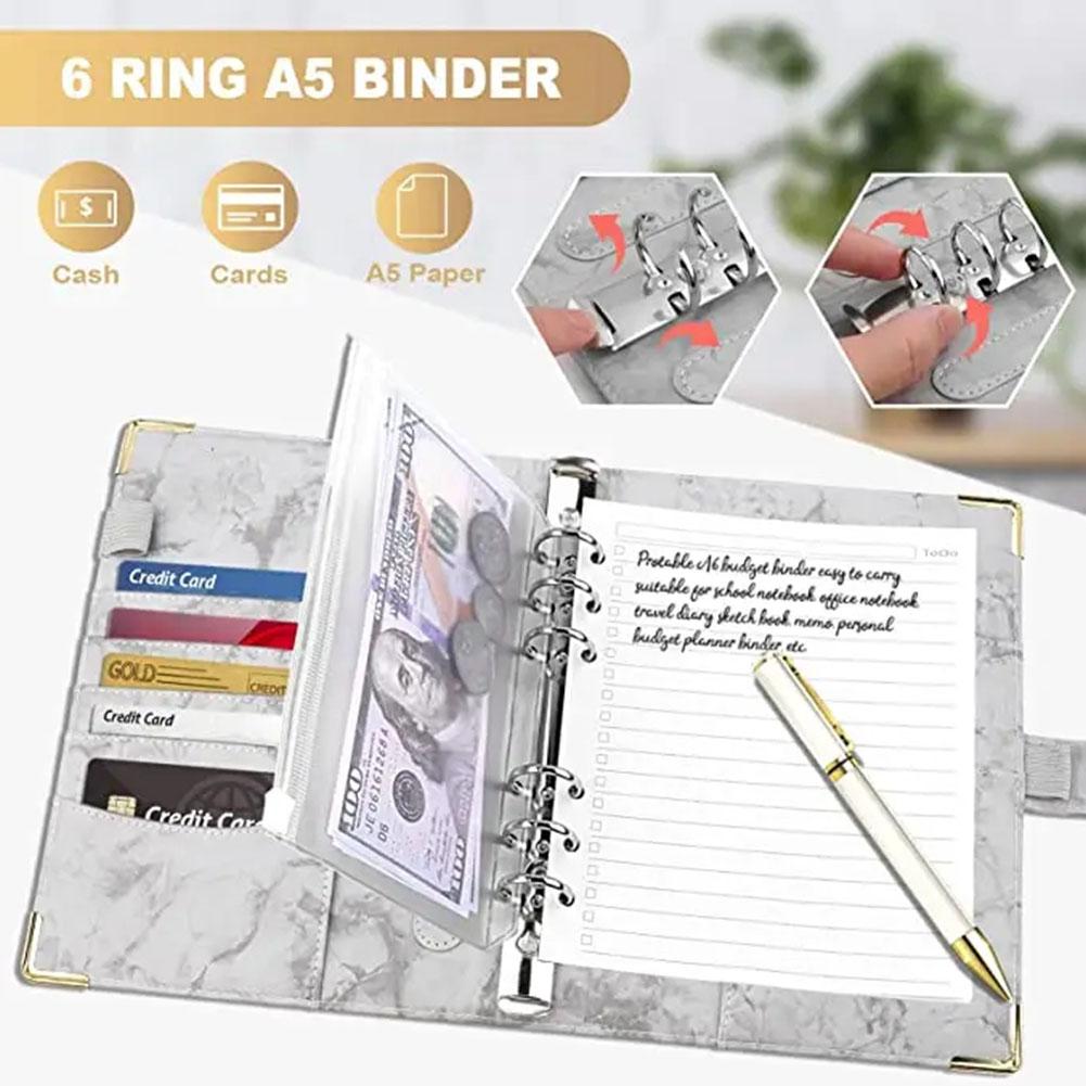Budget Notebook Marble Notebook Polyurethane Notebook Book Manual Laptop Manual Ledger Loose Folder Leather PU Leaf Ledger K8Q5