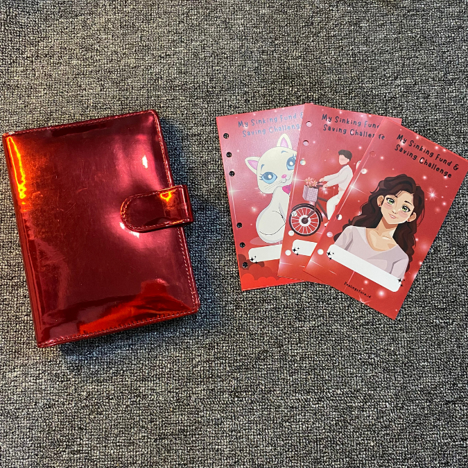 [6 Ziplock] Part 1 Paket binder Nabung binder keuangan ukuran A6 Binder Kulit